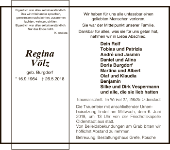 Traueranzeige von Regina Völz von Uelzen