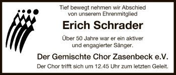 Traueranzeige von Erich Schrader von Uelzen