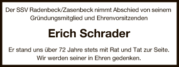 Traueranzeige von Erich Schrader von Uelzen