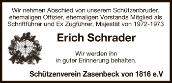 Traueranzeige von Erich Schrader von Uelzen