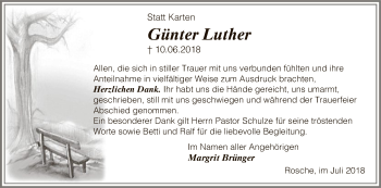 Traueranzeige von Günter Luther von Uelzen