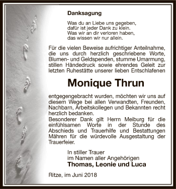 Traueranzeige von Monique Thrun von Uelzen