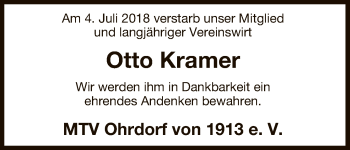 Traueranzeige von Otto Kramer von Uelzen