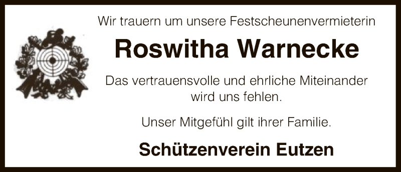  Traueranzeige für Roswitha Warnecke vom 30.06.2018 aus Uelzen