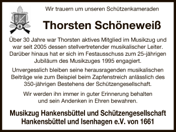 Traueranzeige von Thorsten Schöneweiß von Uelzen