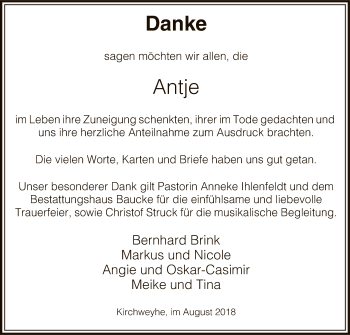 Traueranzeige von Antje  von Uelzen