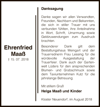 Traueranzeige von Ehrenfried Maaß von Uelzen