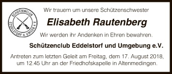 Traueranzeige von Elisabeth Rautenberg von Uelzen