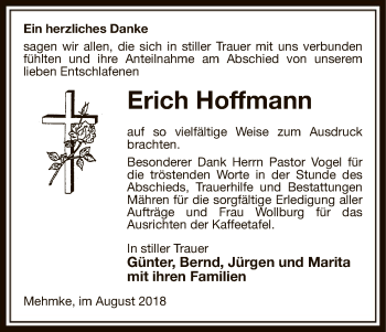 Traueranzeige von Erich Hoffmann von Uelzen