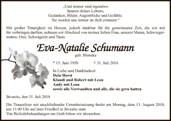 Traueranzeige von Eva-Natalie Schumann von Uelzen