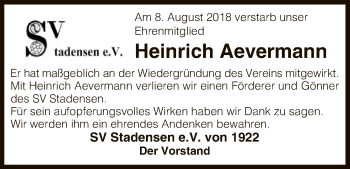 Traueranzeige von Heinrich Aevermann von Uelzen