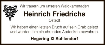 Traueranzeige von Heinrich Friedrichs von Uelzen