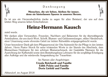 Traueranzeige von Heinz-Hermann Kausch von Uelzen