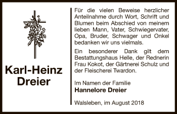 Traueranzeige von Karl-Heinz Dreier von Uelzen