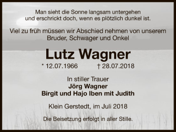 Traueranzeige von Lutz Wagner von Uelzen