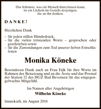 Traueranzeige von Monika Köneke von Uelzen