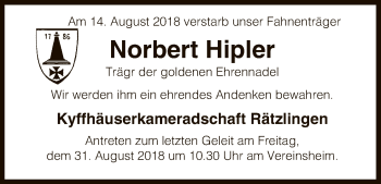 Traueranzeige von Norbert Hipler von Uelzen