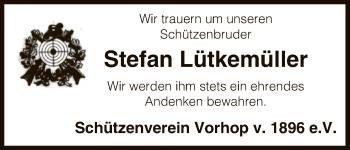 Traueranzeige von Stefan Lütkemüller von Uelzen