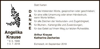 Traueranzeige von Angelika Krause von Uelzen