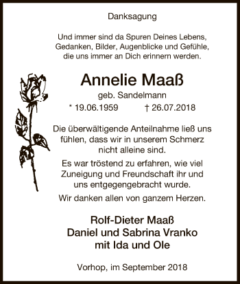 Traueranzeige von Annelie Maaß von Uelzen