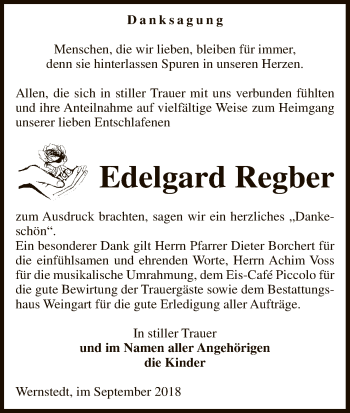 Traueranzeige von Edelgard Regber von Uelzen