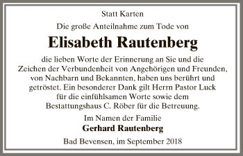 Traueranzeige von Elisabeth Rautenberg von Uelzen