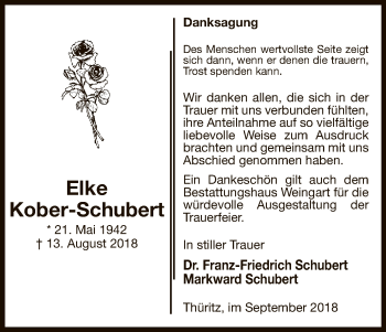 Traueranzeige von Elke Kober-Schubert von Uelzen