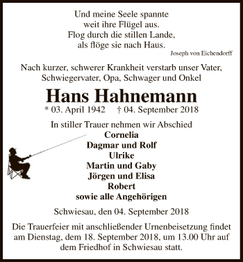 Traueranzeige von Hans Hahnemann von Uelzen