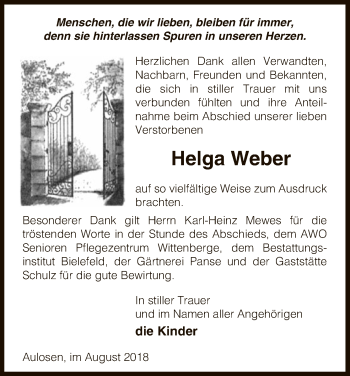 Traueranzeige von Helga Weber von Uelzen