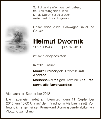 Traueranzeige von Helmut Dwornik von Uelzen