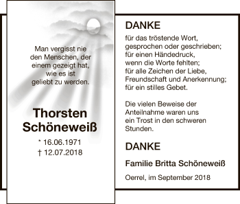 Traueranzeige von Thorsten Schöneweiß von Uelzen