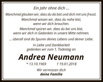 Traueranzeige von Andrea Neumann von Uelzen