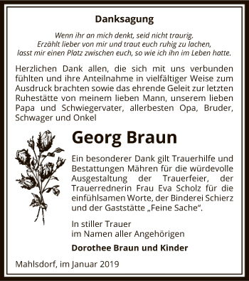 Traueranzeige von Georg Braun von Uelzen