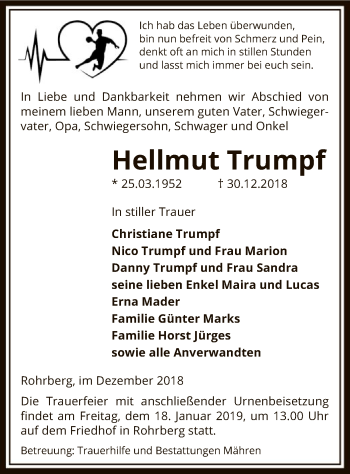 Traueranzeige von Hellmut Trumpf von Uelzen