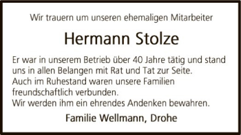 Traueranzeige von Hermann Stolze von Uelzen