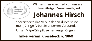 Traueranzeige von Johannes Hirsch von Uelzen