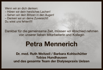 Traueranzeige von Petra Mennerich von Uelzen