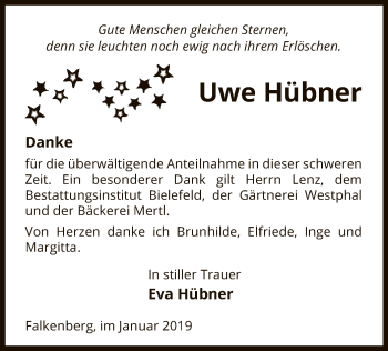 Traueranzeige von Uwe Hübner von Uelzen