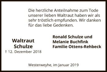 Traueranzeige von Waltraut Schulze von Uelzen