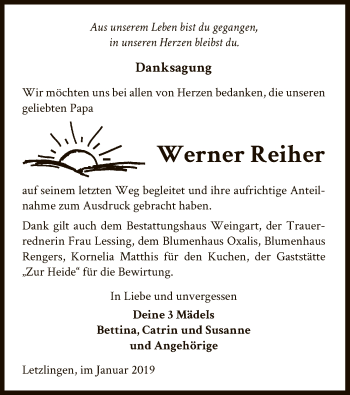 Traueranzeige von Werner Reiher von Uelzen