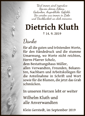 Traueranzeige von Dietrich Kluth von Uelzen