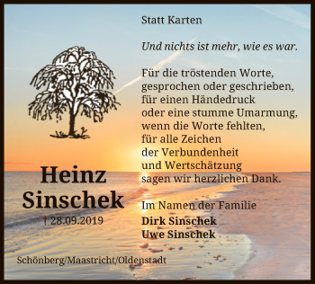 Traueranzeige von Heinz Sinsthek von Uelzen