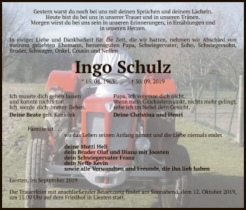 Traueranzeige von Ingo Schulz von Uelzen