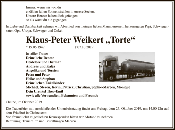 Traueranzeige von Klaus-Peter Weikert von Uelzen