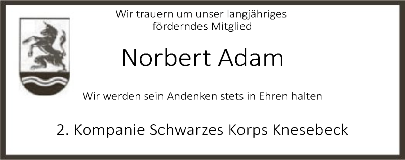  Traueranzeige für Norbert Adam vom 30.10.2019 aus Uelzen
