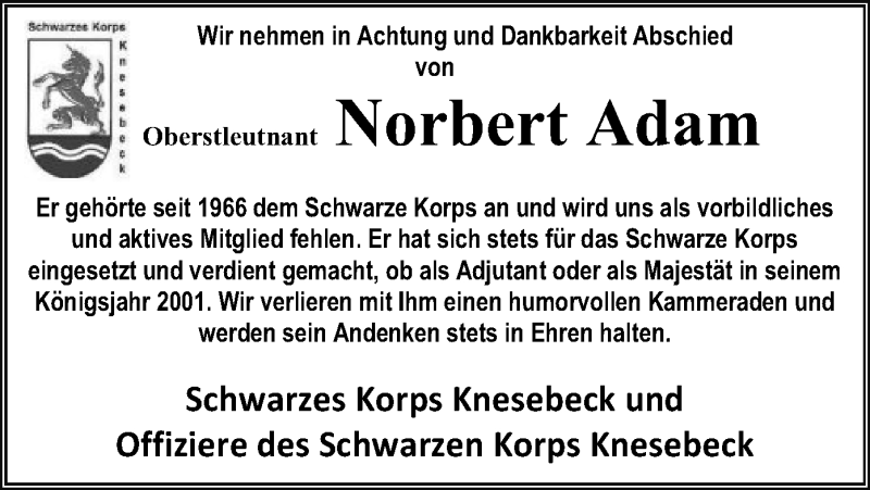  Traueranzeige für Norbert Adam vom 30.10.2019 aus Uelzen