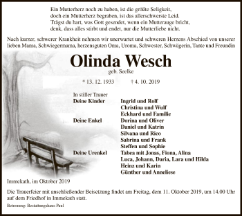 Traueranzeige von Olinda Wesch von Uelzen