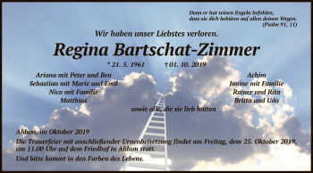 Traueranzeige von Regina Bartschat-Zimmer von Uelzen