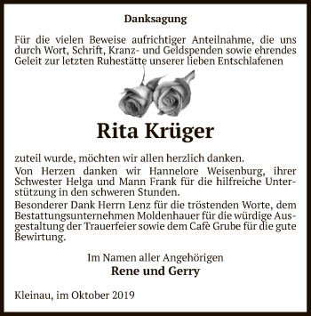 Traueranzeige von Rita Krüger von Uelzen