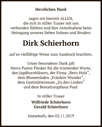 Traueranzeige von Dirk Schierhorn von Uelzen